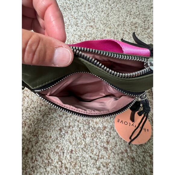 ShortyLOVE Phone Crossbody Bag in Army Green & Pink, NWT - Picture 4 of 10